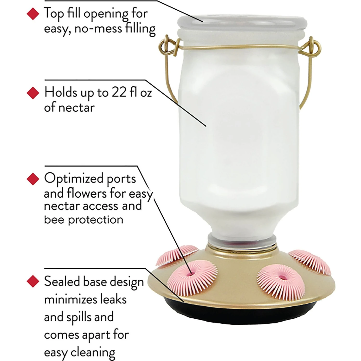 Perky-Pet Sun-Kissed Top-Fill Glass Hummingbird Feeder 5 Perky-Pet Sun-Kissed Top-Fill Glass Hummingbird Feeder - Image 3