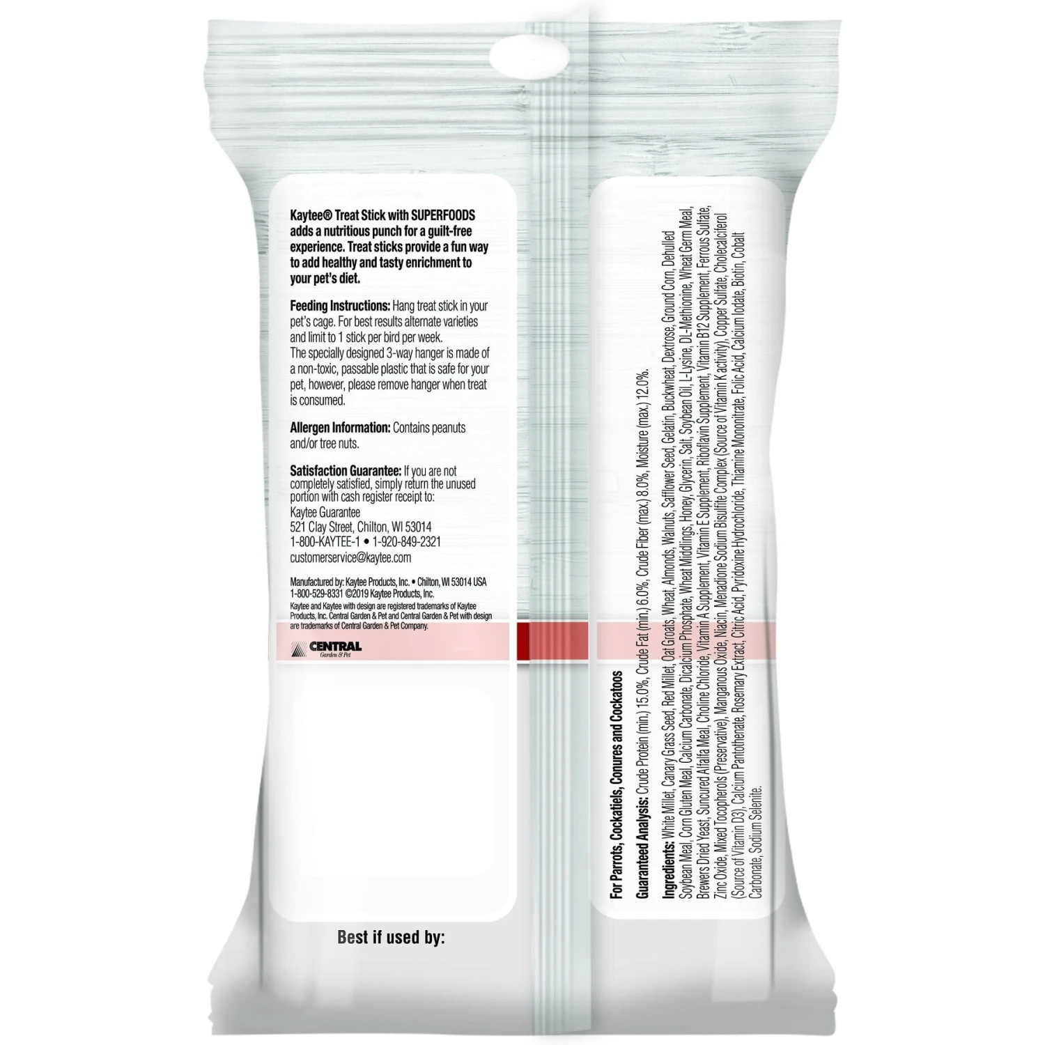 Kaytee Avian Superfood Treat Stick Almond & Walnut Bird Treat, 5.5-oz Bag 4 Kaytee Avian Superfood Treat Stick Almond & Walnut Bird Treat, 5.5-oz Bag - Image 2