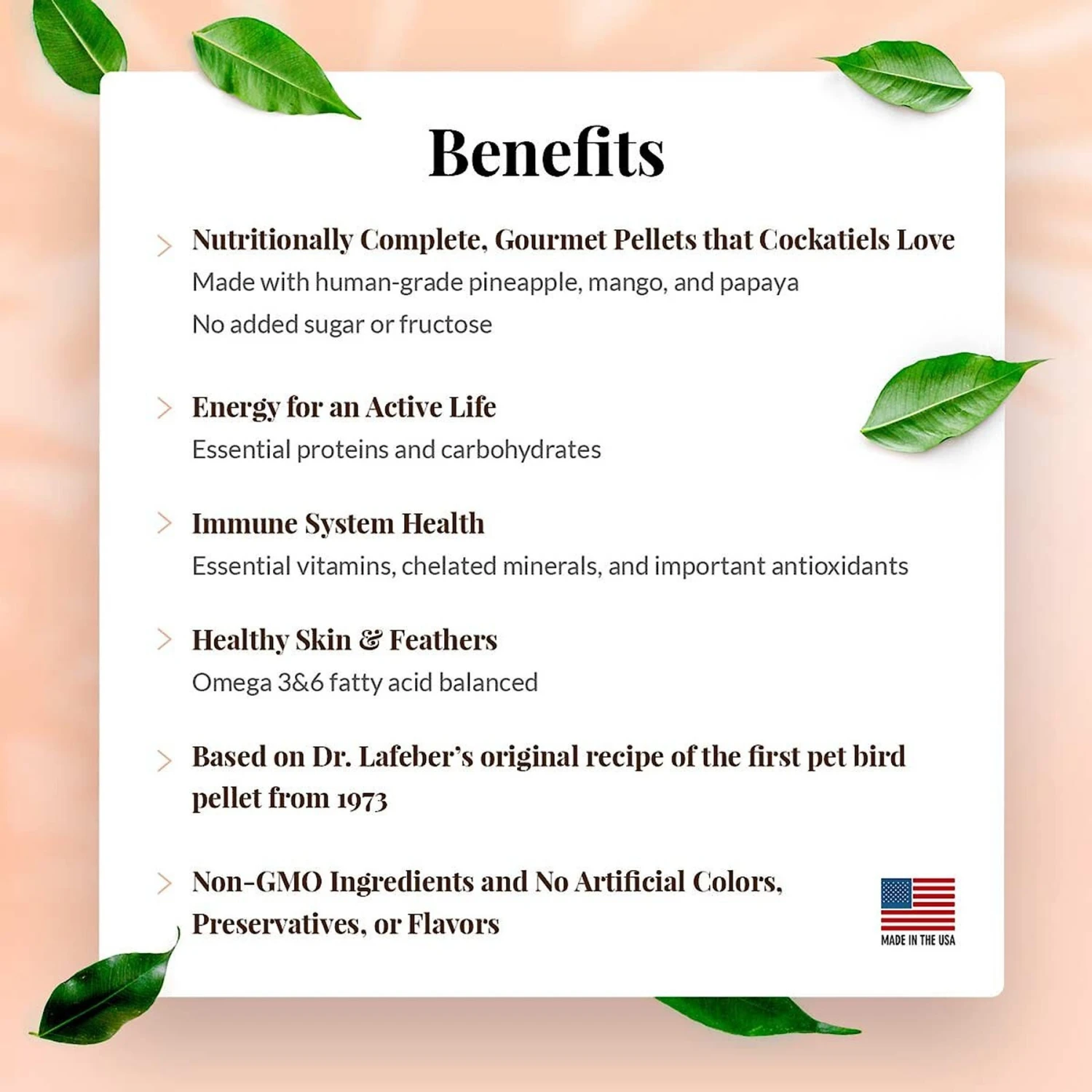 Lafeber Tropical Fruit Gourmet Pellets Cockatiel Bird Food 6 Lafeber Tropical Fruit Gourmet Pellets Cockatiel Bird Food - Image 4