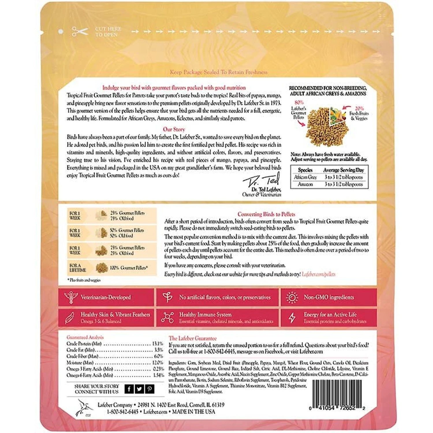 Lafeber Tropical Fruit Gourmet Pellets Parrot Bird Food 4 Lafeber Tropical Fruit Gourmet Pellets Parrot Bird Food - Image 2