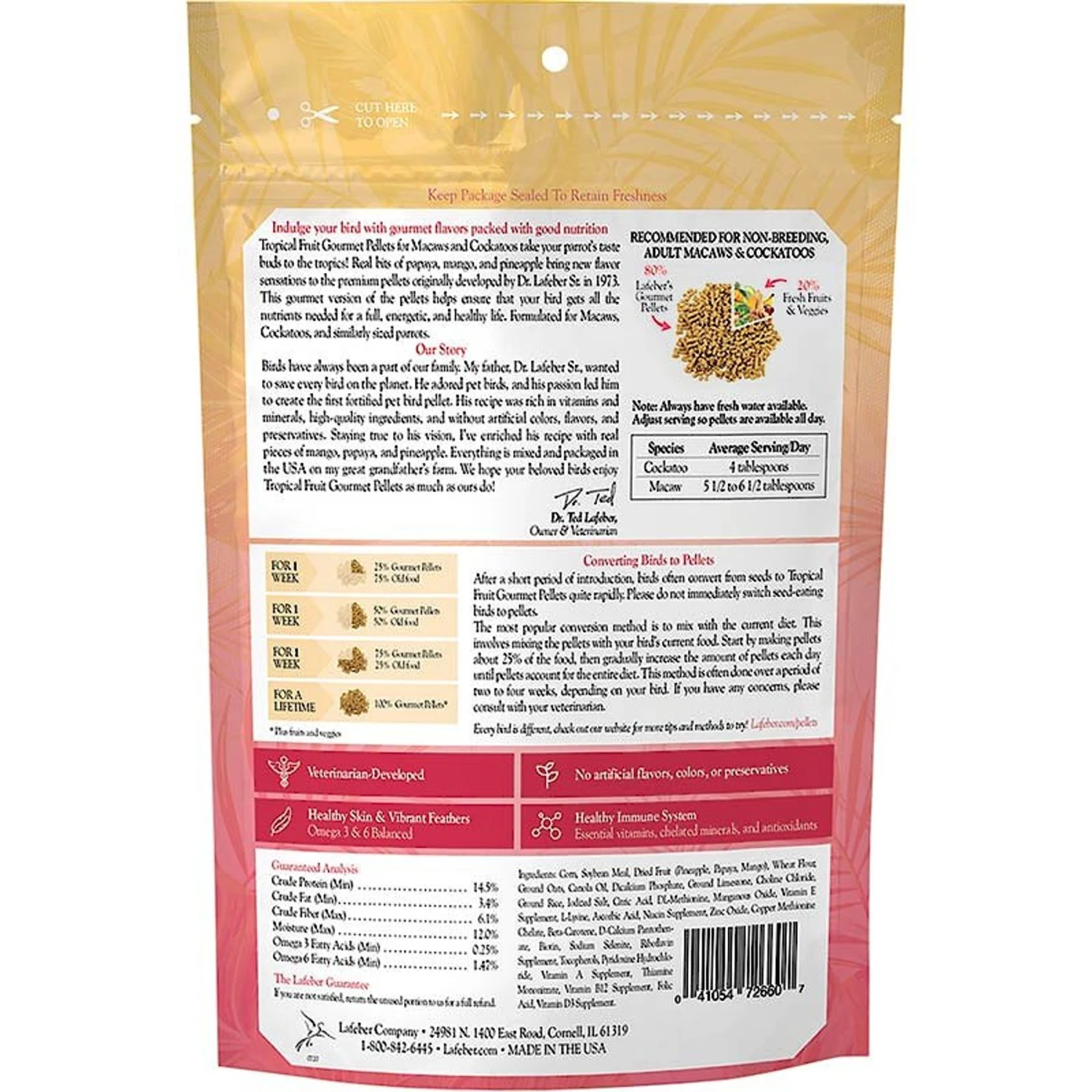 Lafeber Tropical Fruit Gourmet Pellets Macaw Bird Food 4 Lafeber Tropical Fruit Gourmet Pellets Macaw Bird Food - Image 2