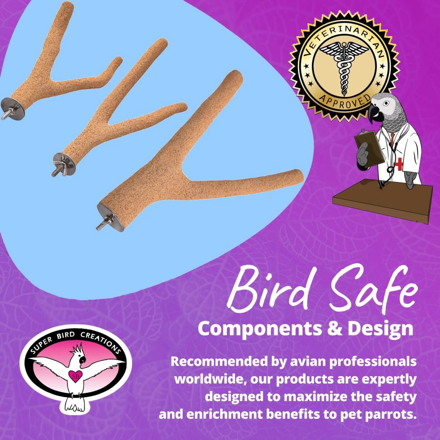 Super Bird Creations Sure-Grip Grooming Y Bird Perch, Large 8 Super Bird Creations Sure-Grip Grooming Y Bird Perch, Large - Image 6