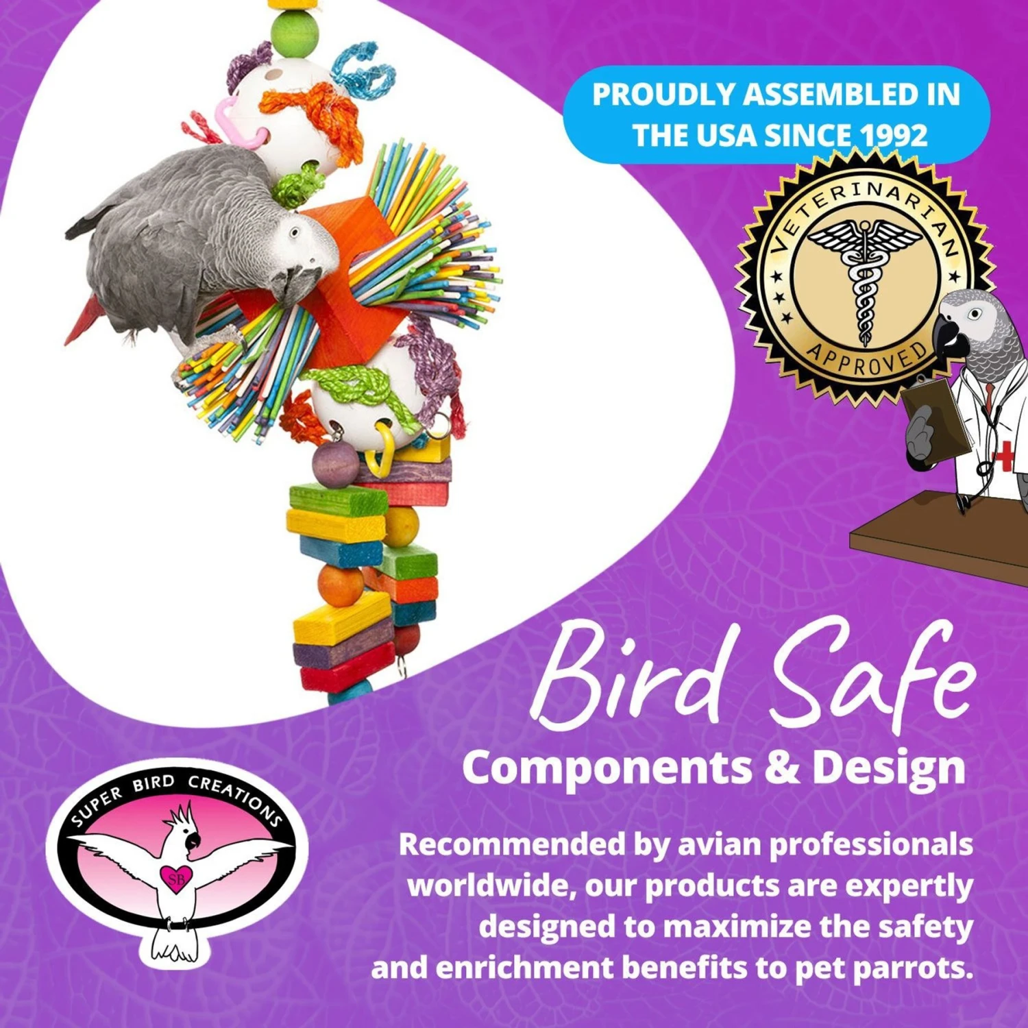 Super Bird Creations Willy Nilly Bird Toy, Large/ X-Large 9 Super Bird Creations Willy Nilly Bird Toy, Large/ X-Large - Image 7