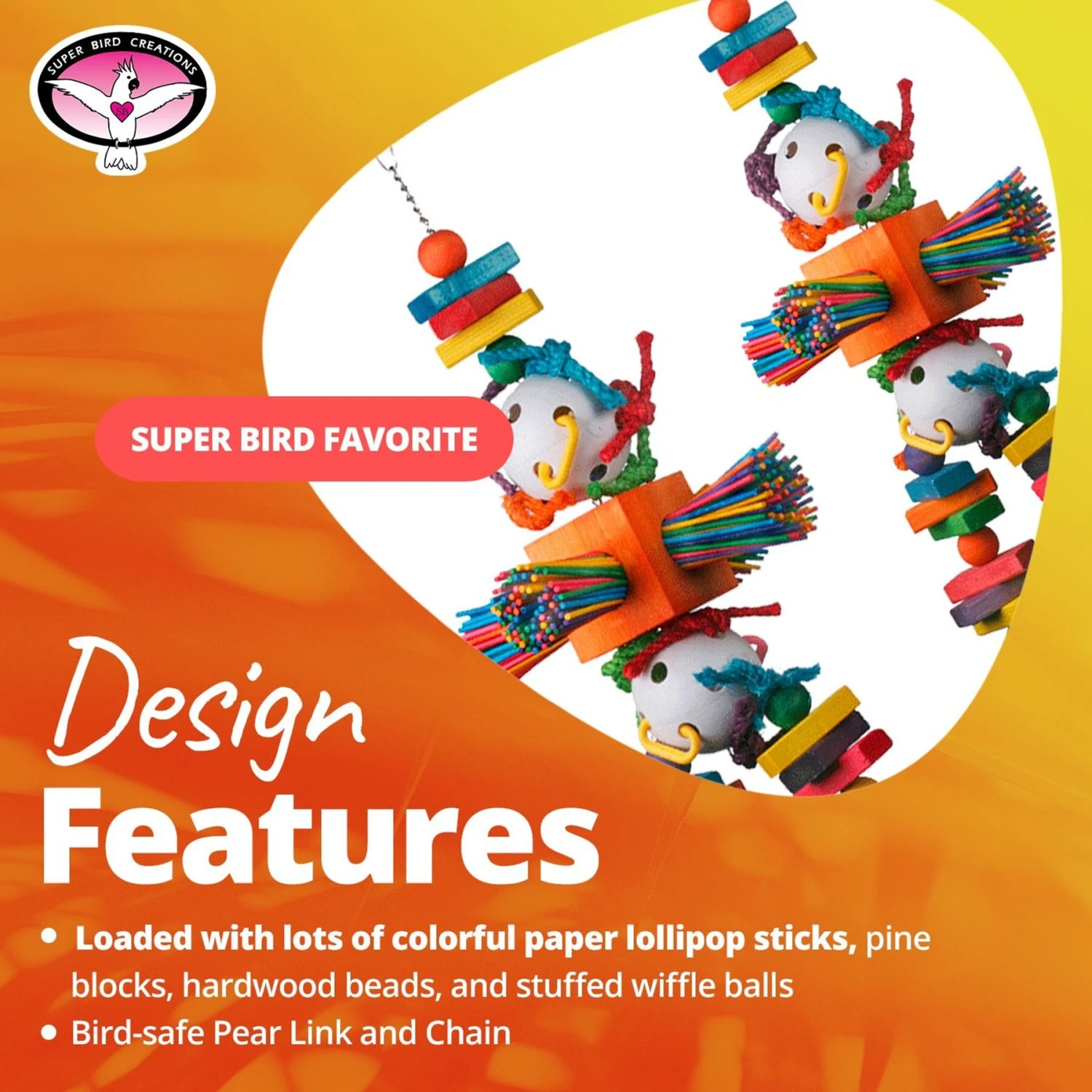 Super Bird Creations Willy Nilly Bird Toy, Large/ X-Large 10 Super Bird Creations Willy Nilly Bird Toy, Large/ X-Large - Image 8