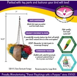 Super Bird Creations Coco Cornhusk Forager Bird Toy, Large -Sunny Decor Shop 256311 PT2. AC SS1800 V1662671145