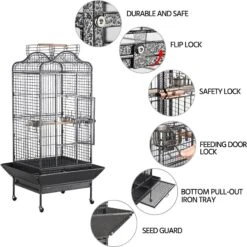 Yaheetech Open Playtop Bird Cage Cage, Hammered Black -Sunny Decor Shop 285188 PT2. AC SS1800 V1617141398