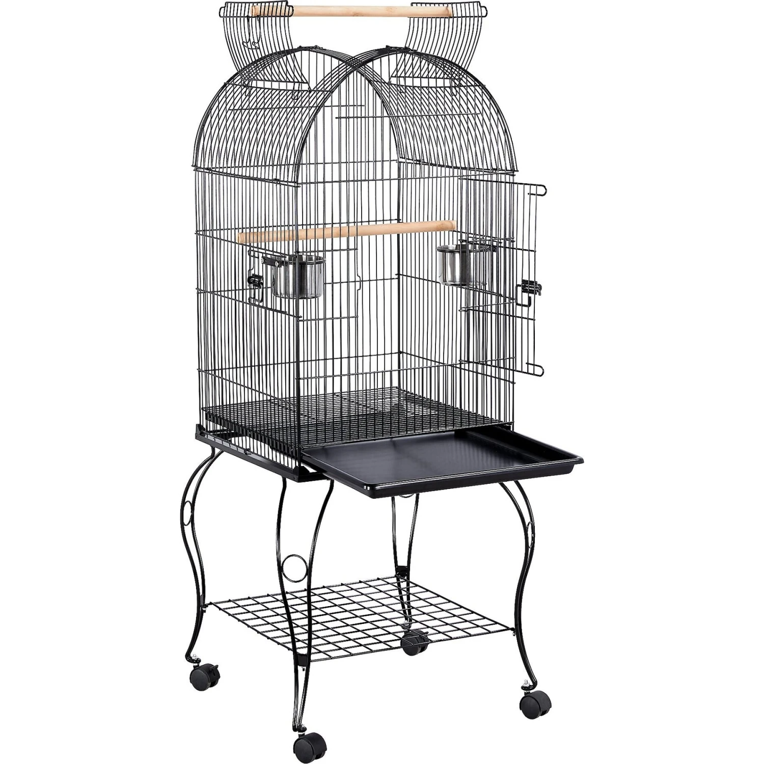 Yaheetech Open Top Rolling Metal Parrot Bird Cage, Black 5 Yaheetech Open Top Rolling Metal Parrot Bird Cage, Black - Image 3