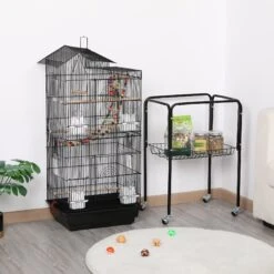 Yaheetech Rolling Metal Detachable Stand Bird Cage, Black -Sunny Decor Shop 285202 PT1. AC SS1800 V1649941318