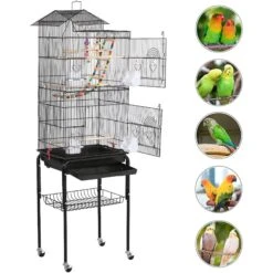 Yaheetech Rolling Metal Detachable Stand Bird Cage, Black -Sunny Decor Shop 285202 PT2. AC SS1800 V1649888481