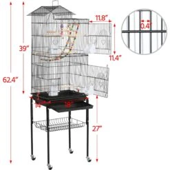 Yaheetech Rolling Metal Detachable Stand Bird Cage, Black -Sunny Decor Shop 285202 PT3. AC SS1800 V1657656511