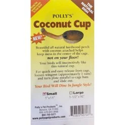 Polly's Pet Products Coconut Cup Bird Perch -Sunny Decor Shop 285403 PT1. AC SS1800 V1618004224