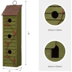 Glitzhome Distressed Solid Wood Birdhouse, Green -Sunny Decor Shop 286503 PT1. AC SS1800 V1663105641