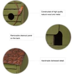Glitzhome Distressed Solid Wood Birdhouse, Green -Sunny Decor Shop 286503 PT2. AC SS1800 V1663106130
