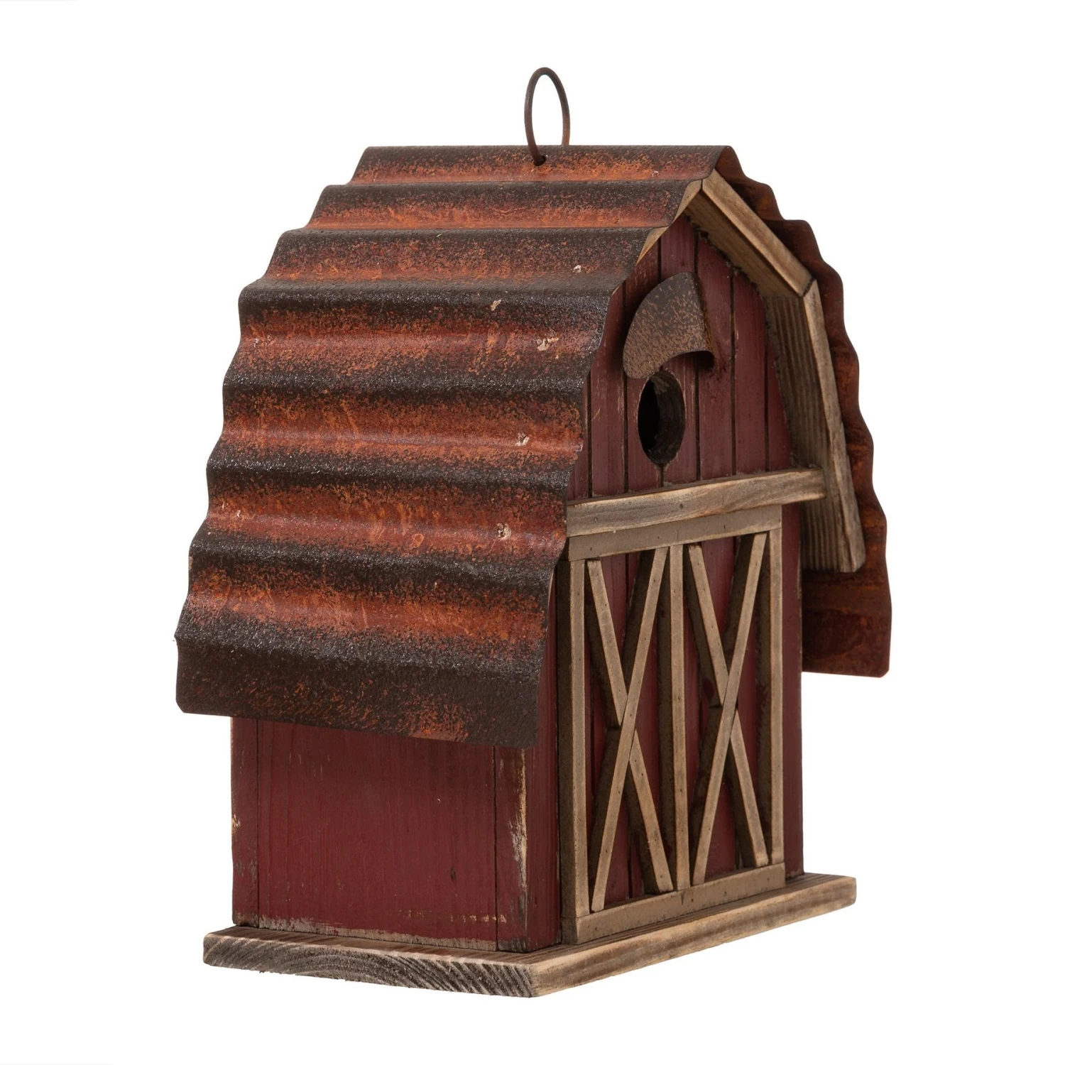 Glitzhome Wood Barn Garden Birdhouse, Red 8 Glitzhome Wood Barn Garden Birdhouse, Red - Image 6