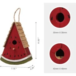 Glitzhome Wood Watermelon Birdhouse, Red -Sunny Decor Shop 286511 PT1. AC SS1800 V1663106014