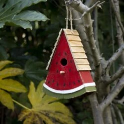 Glitzhome Wood Watermelon Birdhouse, Red -Sunny Decor Shop 286511 PT3. AC SS1800 V1663106519