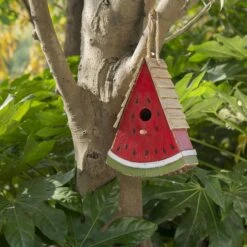 Glitzhome Wood Watermelon Birdhouse, Red -Sunny Decor Shop 286511 PT4. AC SS1800 V1663106850