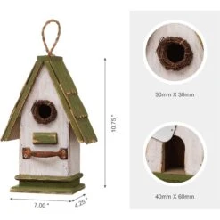 Glitzhome Wood Roof Garden Birdhouse, Green -Sunny Decor Shop 286513 PT1. AC SS1800 V1663106881
