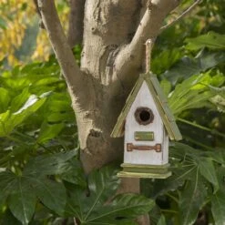 Glitzhome Wood Roof Garden Birdhouse, Green -Sunny Decor Shop 286513 PT3. AC SS1800 V1663106462