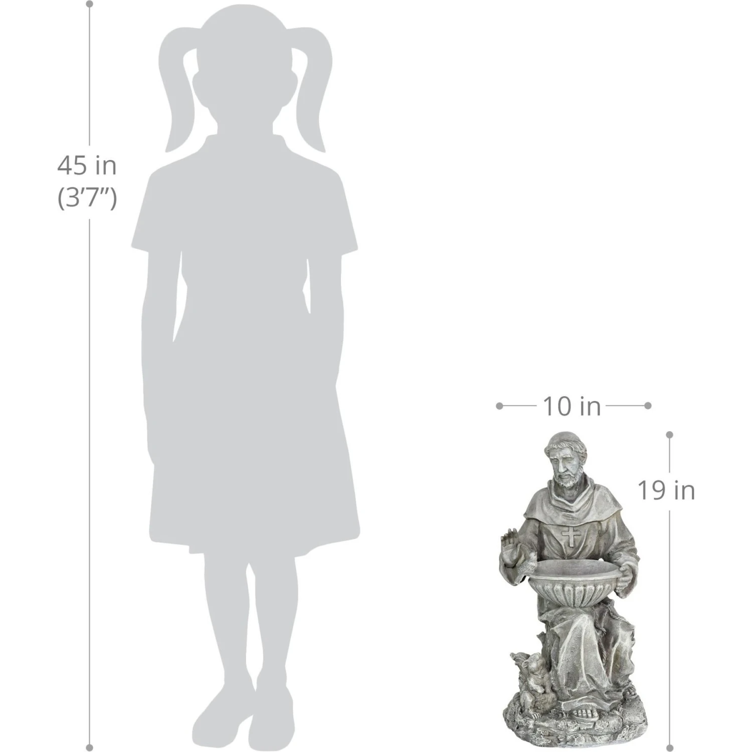 Exhart Saint Francis Garden Statue Bird Feeder 5 Exhart Saint Francis Garden Statue Bird Feeder - Image 3