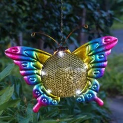 Exhart Solar Hanging Metal Mesh Butterfly Bird Feeder -Sunny Decor Shop 300139 PT1. AC SS1800 V1628905612