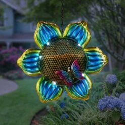 Exhart Solar Hanging Metal Mesh Flower Bird Feeder -Sunny Decor Shop 300143 PT1. AC SS1800 V1666184793
