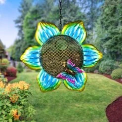 Exhart Solar Hanging Metal Mesh Flower Bird Feeder -Sunny Decor Shop 300143 PT2. AC SS1800 V1666187370