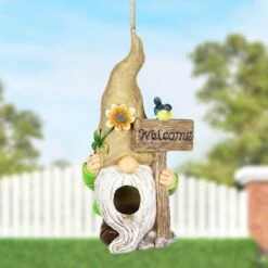 Exhart Welcome Gnome Hanging Bird House -Sunny Decor Shop 300159 PT1. AC SS1800 V1671029874