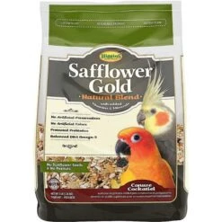 Higgins Safflower Gold Natural Mix Conure & Cockatiel Food & SunGrow Bird Chew Toy, Medium & Large Parrot Foraging Blocks For Cage -Sunny Decor Shop 301966 PT1. AC SS1800 V1622815658