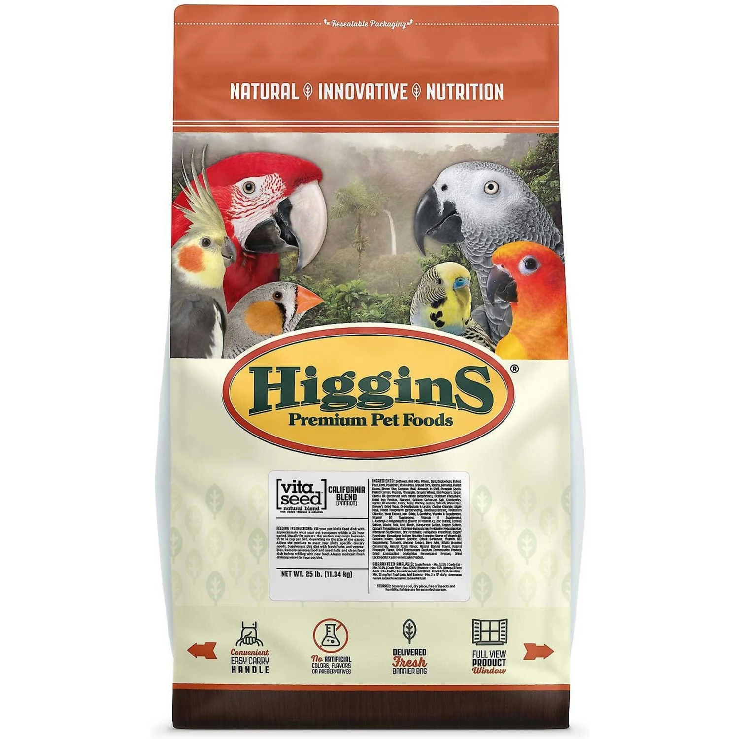 Higgins Vita Seed California Blend Parrot Food & SunGrow Bird Chew Toy, Medium & Large Parrot Foraging Blocks For Cage 4 Higgins Vita Seed California Blend Parrot Food & SunGrow Bird Chew Toy, Medium & Large Parrot Foraging Blocks For Cage - Image 2