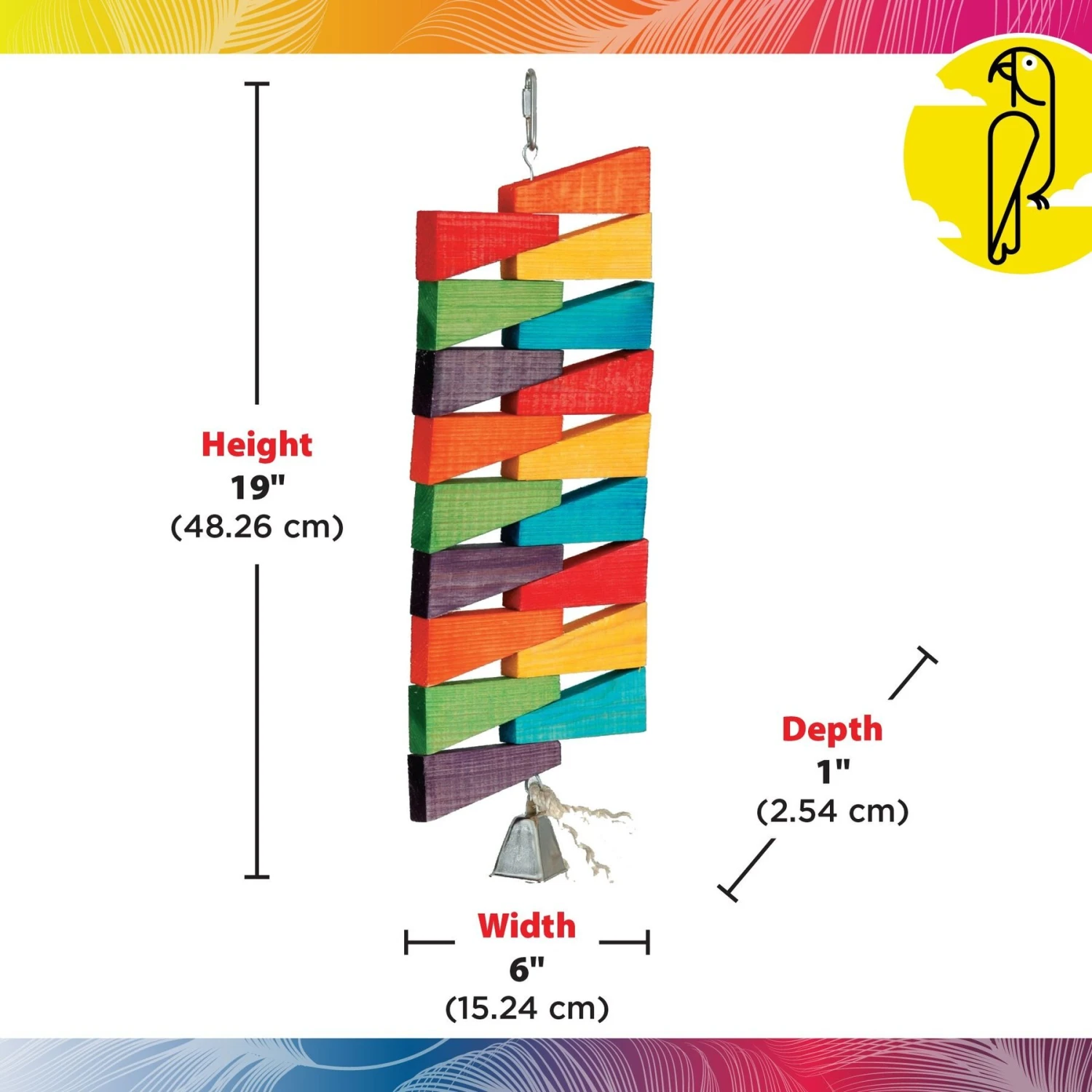 Caitec Featherland Paradise Spinning Triangles Chews Bird Toy 5 Caitec Featherland Paradise Spinning Triangles Chews Bird Toy - Image 3