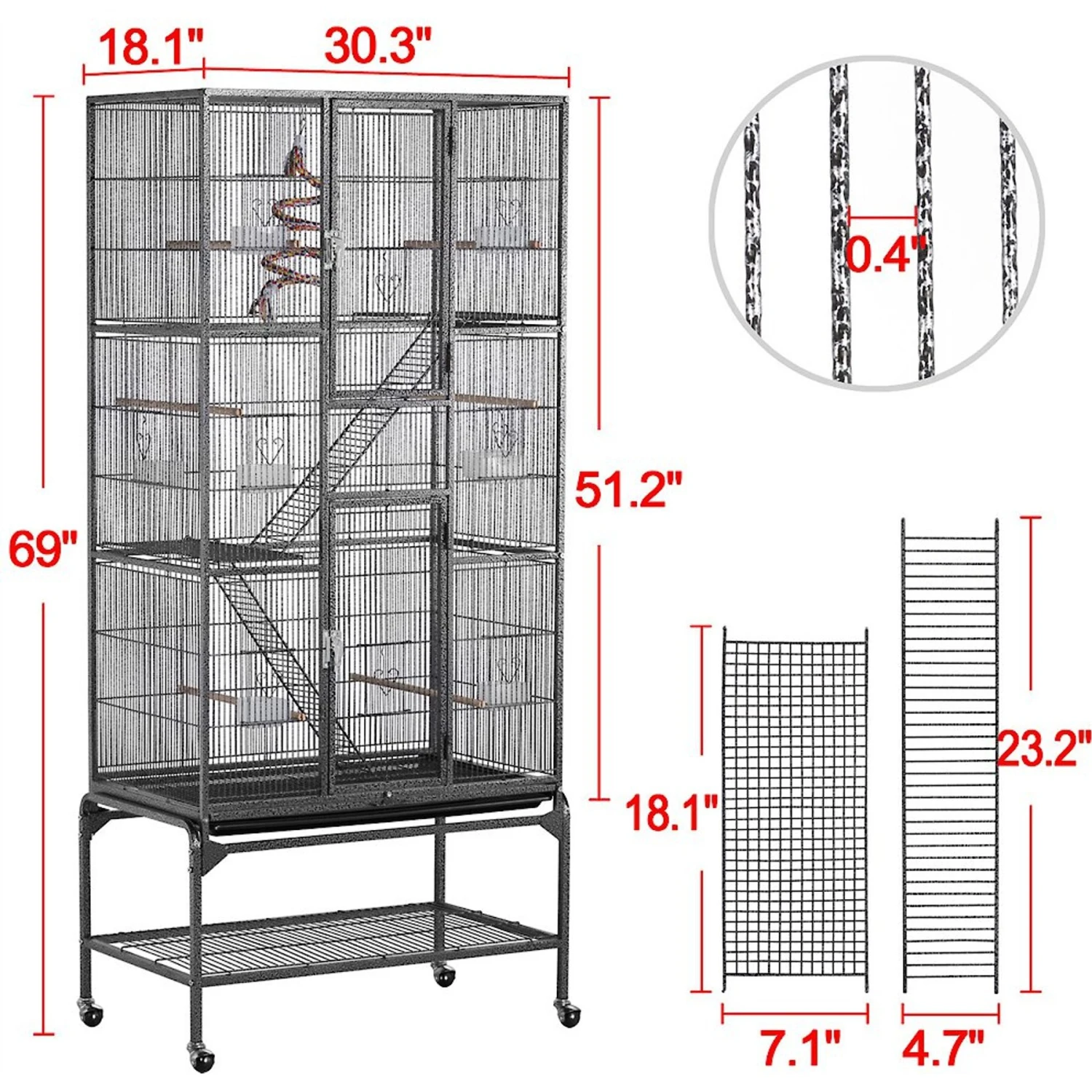 Yaheetech 69-in Parrot Cage With Detachable Stand 5 Yaheetech 69-in Parrot Cage With Detachable Stand - Image 3