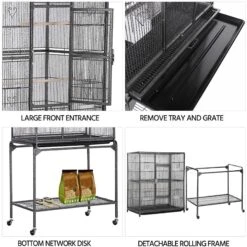 Yaheetech 63-in Open Top Metal Parrot Cage With Detachable Rolling Stand -Sunny Decor Shop 325602 PT3. AC SS1800 V1632790575