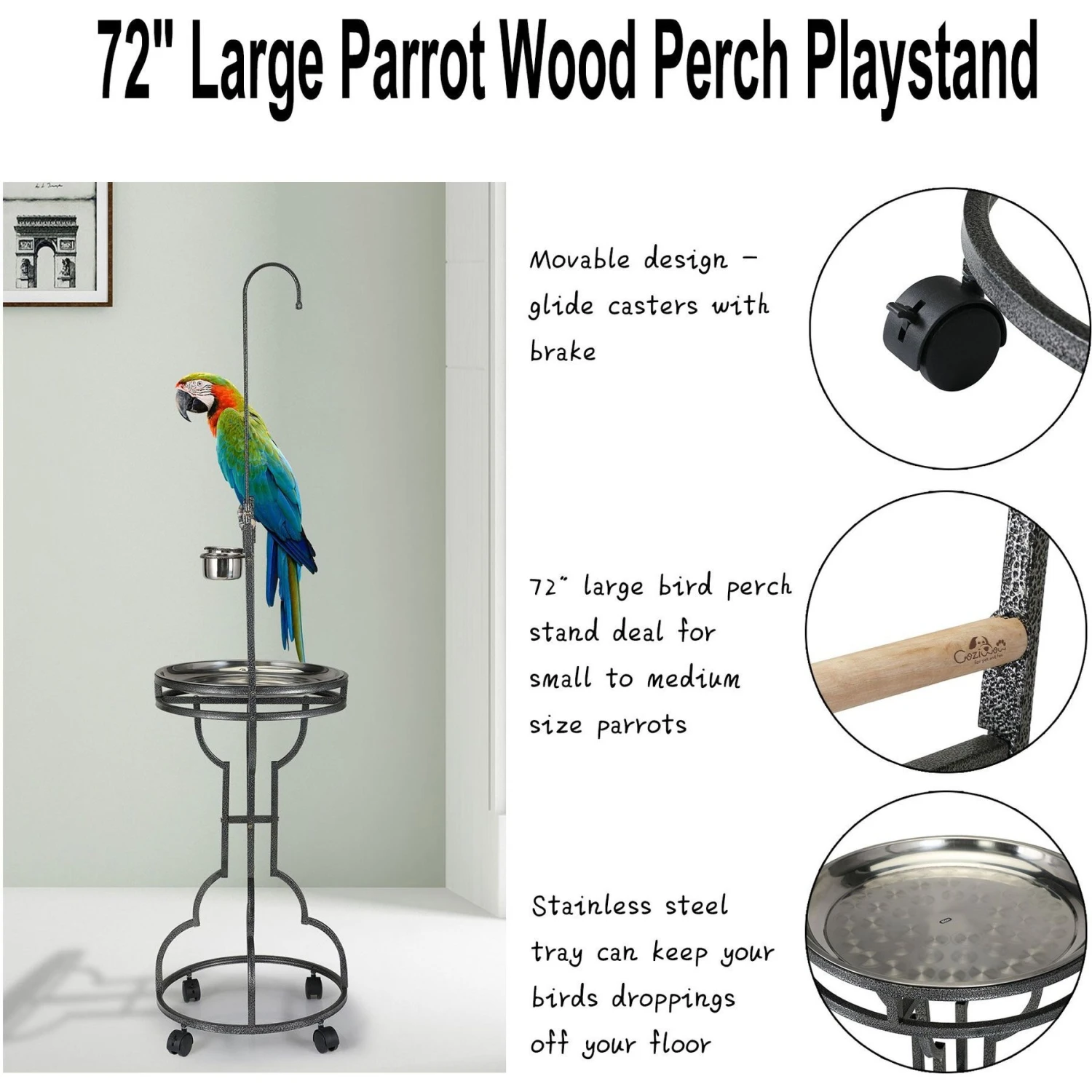 Coziwow By Jaxpety Outdoor/Indoor Bird Stand Feeder Perch 5 Coziwow By Jaxpety Outdoor/Indoor Bird Stand Feeder Perch - Image 3