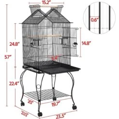 Yaheetech 57-in Rolling Meta Open Top Bird Parrot Cage, Black -Sunny Decor Shop 352602 PT2. AC SS1800 V1641403005