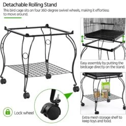 Yaheetech 57-in Rolling Meta Open Top Bird Parrot Cage, Black -Sunny Decor Shop 352602 PT4. AC SS1800 V1641406298