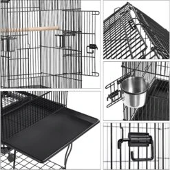Yaheetech 57-in Rolling Meta Open Top Bird Parrot Cage, Black -Sunny Decor Shop 352602 PT5. AC SS1800 V1641405990