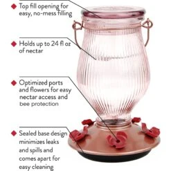 Perky-Pet Rose Gold Top-Fill Glass Hummingbird Feeder -Sunny Decor Shop 355166 PT1. AC SS1800 V1640039819