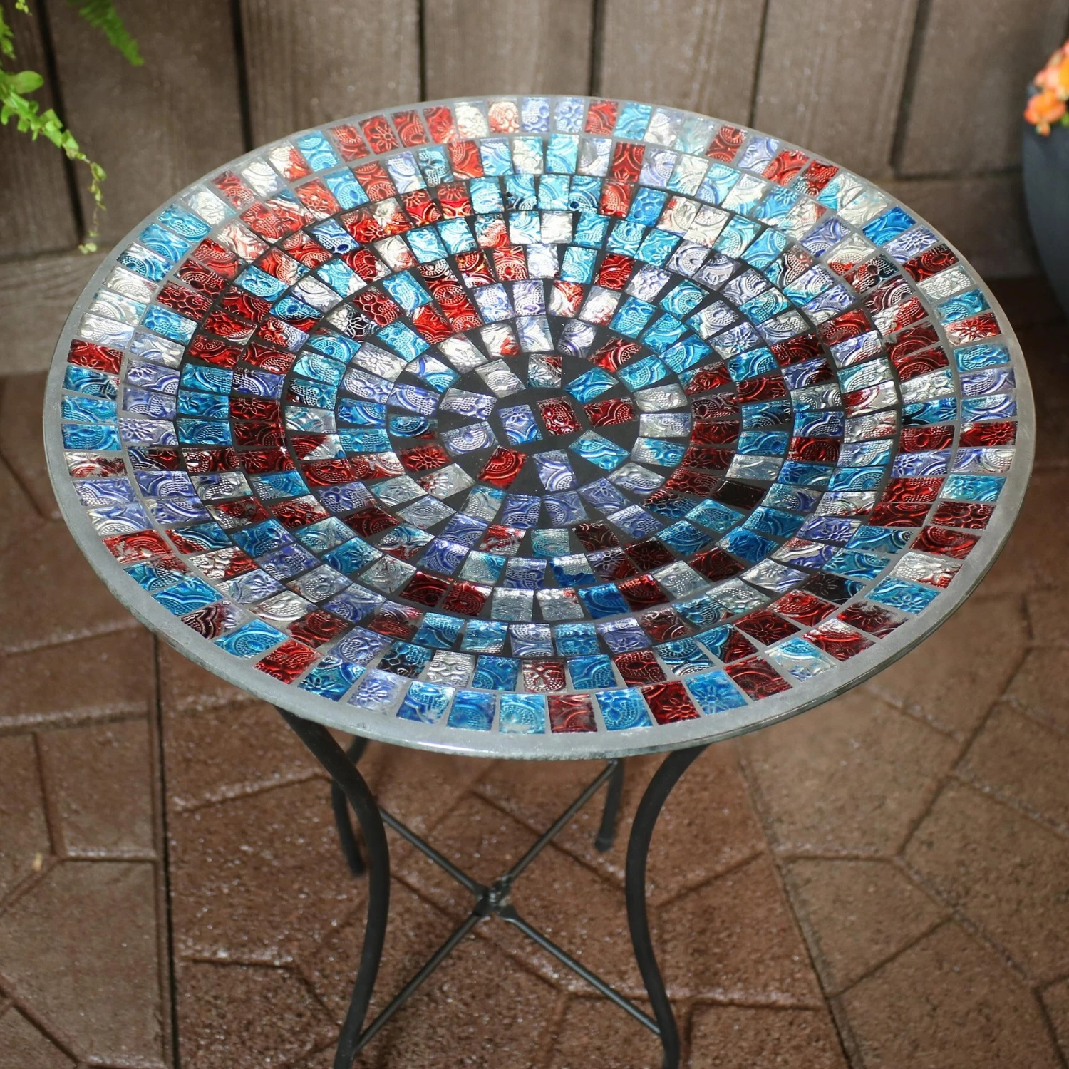 Sunnydaze Decor Multi-Color Tile Glass Bird Bath 5 Sunnydaze Decor Multi-Color Tile Glass Bird Bath - Image 3