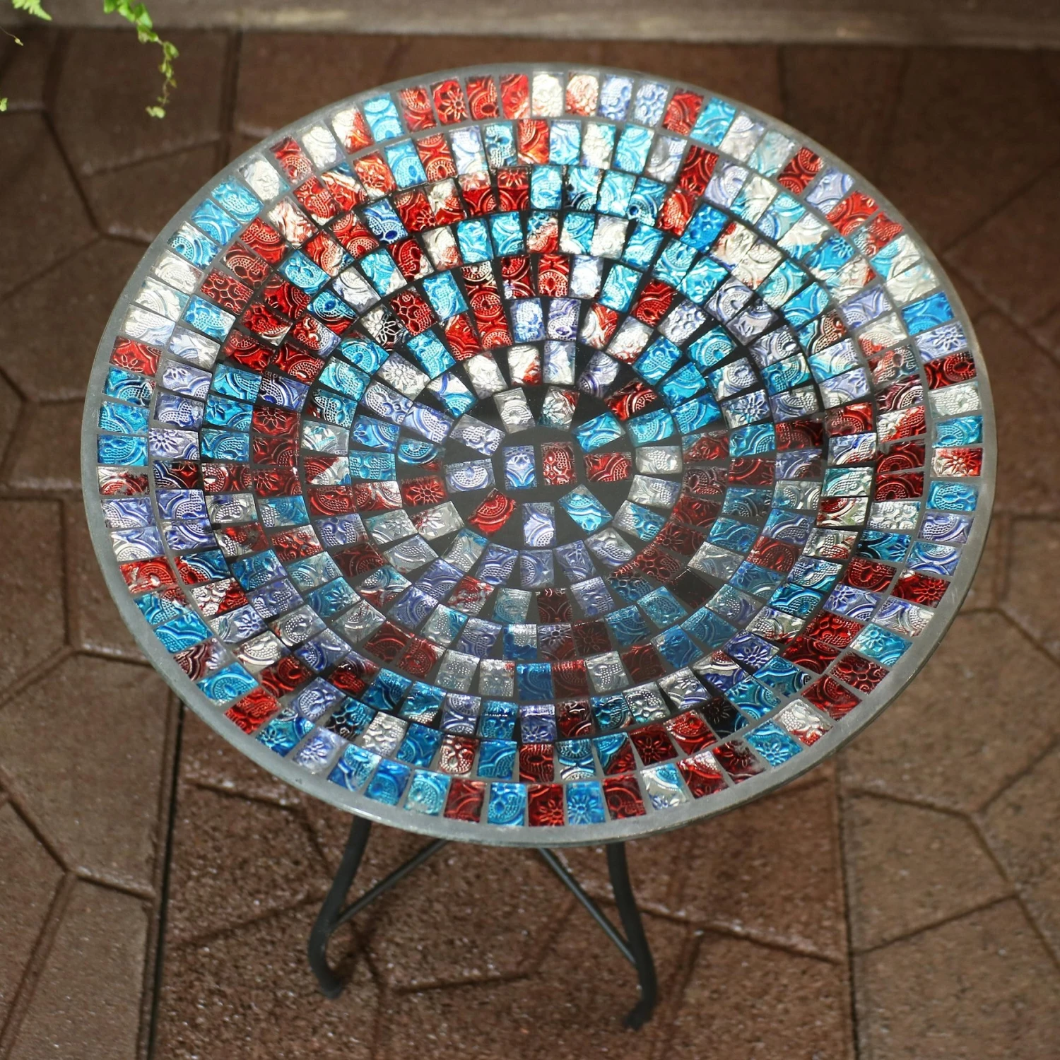 Sunnydaze Decor Multi-Color Tile Glass Bird Bath 6 Sunnydaze Decor Multi-Color Tile Glass Bird Bath - Image 4