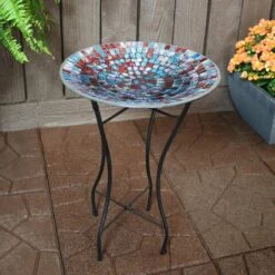 Sunnydaze Decor Multi-Color Tile Glass Bird Bath 18 Sunnydaze Decor Multi-Color Tile Glass Bird Bath -Sunny Decor Shop 357773 PT7. AC SS1800 V1642203138