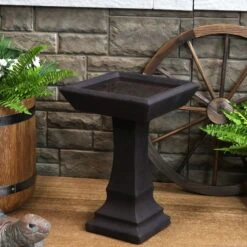 Sunnydaze Decor Simply Square Modern Reinforced Concrete Bird Bath -Sunny Decor Shop 357785 PT1. AC SS1800 V1641949376