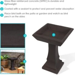 Sunnydaze Decor Simply Square Modern Reinforced Concrete Bird Bath -Sunny Decor Shop 357785 PT4. AC SS1800 V1641945749