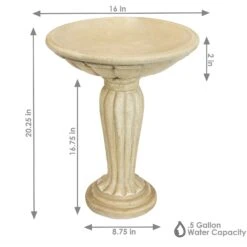Sunnydaze Decor Grecian Garden Reinforced Concrete Bird Bath -Sunny Decor Shop 357787 PT3. AC SS1800 V1641943044