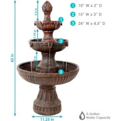 Sunnydaze Decor 3-Tier Flower Blossom Outdoor Electric Water Fountain -Sunny Decor Shop 357793 PT3. AC SS1800 V1641941254