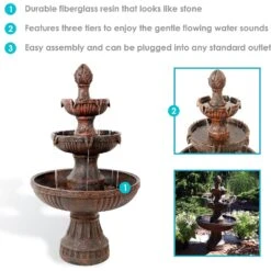 Sunnydaze Decor 3-Tier Flower Blossom Outdoor Electric Water Fountain -Sunny Decor Shop 357793 PT4. AC SS1800 V1641941251