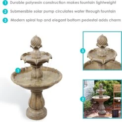 Sunnydaze Decor 2-Tier Solar Outdoor Water Fountain -Sunny Decor Shop 357797 PT4. AC SS1800 V1641945147