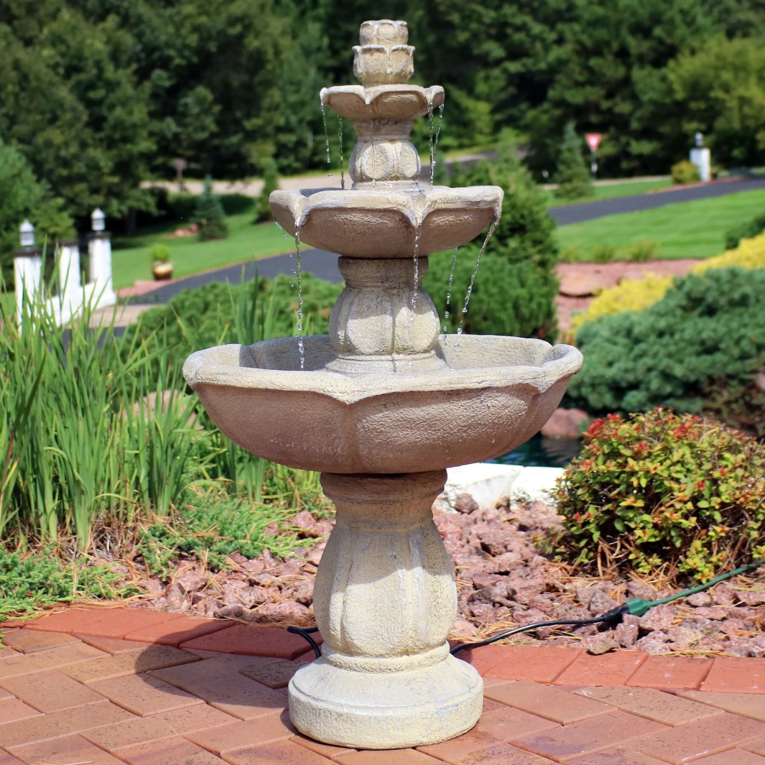 Sunnydaze Decor 3-Tier Birds-foot Delight Outdoor Water Fountain 4 Sunnydaze Decor 3-Tier Birds-foot Delight Outdoor Water Fountain - Image 2