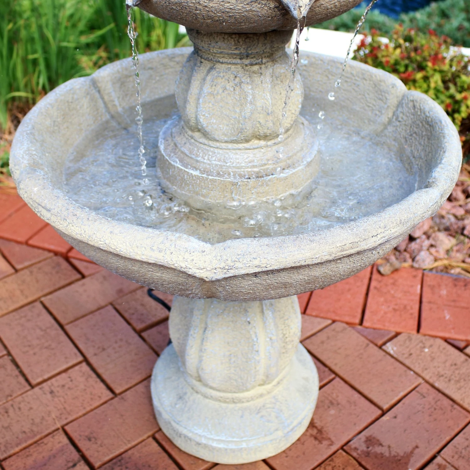 Sunnydaze Decor 3-Tier Birds-foot Delight Outdoor Water Fountain 10 Sunnydaze Decor 3-Tier Birds-foot Delight Outdoor Water Fountain - Image 8