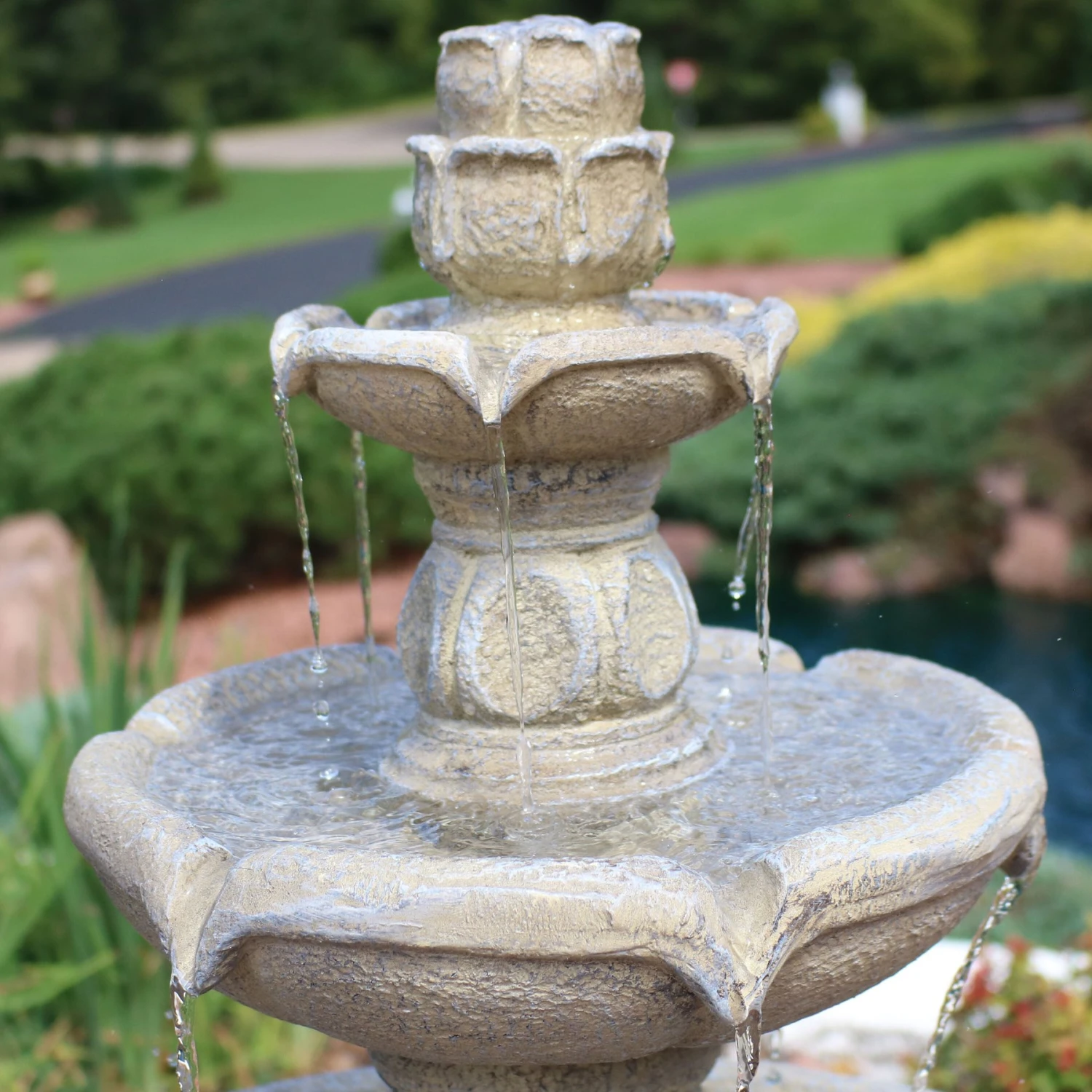Sunnydaze Decor 3-Tier Birds-foot Delight Outdoor Water Fountain 11 Sunnydaze Decor 3-Tier Birds-foot Delight Outdoor Water Fountain - Image 9